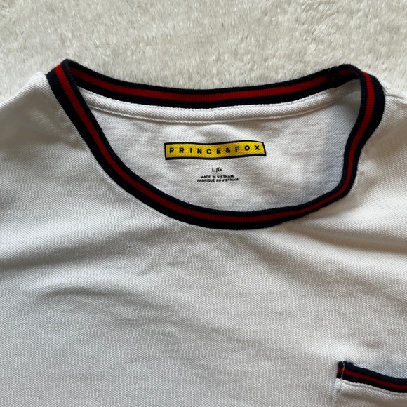 Prince & Fox White Contrast Trim Pocket T-Shirt Mens L - Picture 2 of 9